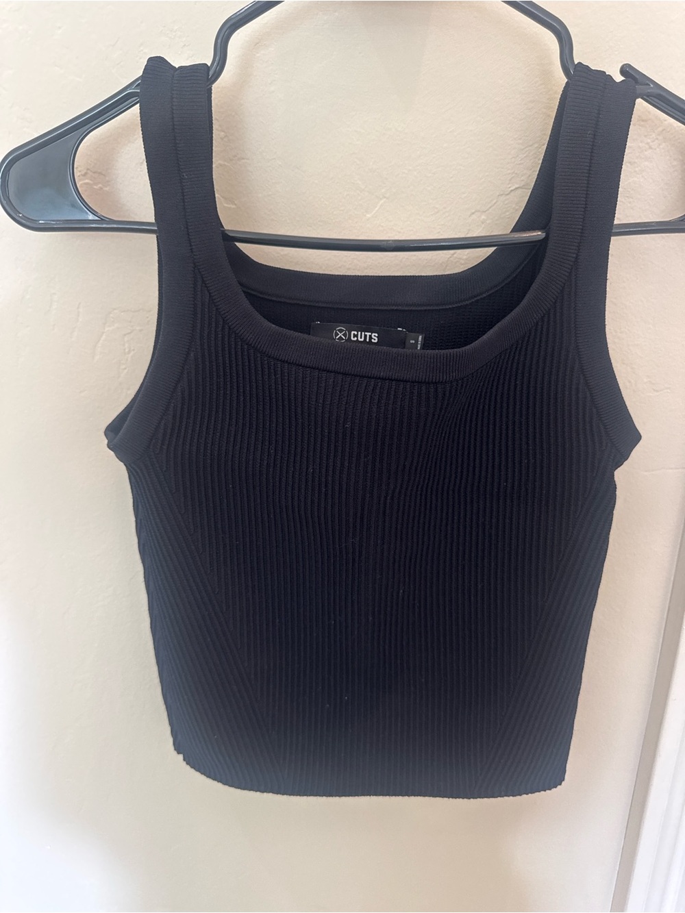 Women's CUTS Black Ribbed Tank Top